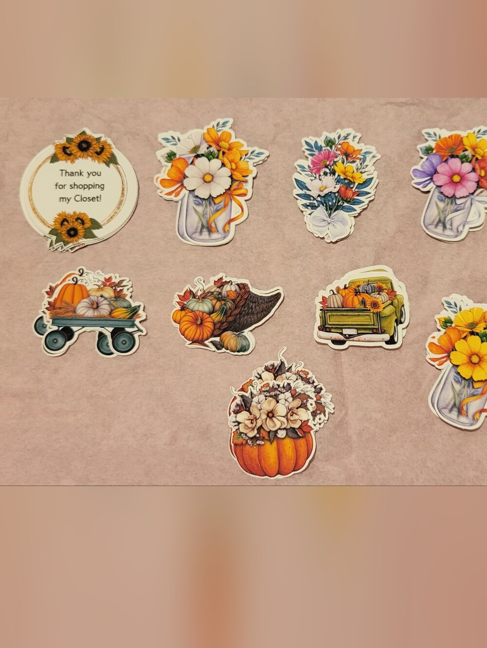 Handcrafted 100pc Mixed Fall Bouquet Sticker Set - Customizable